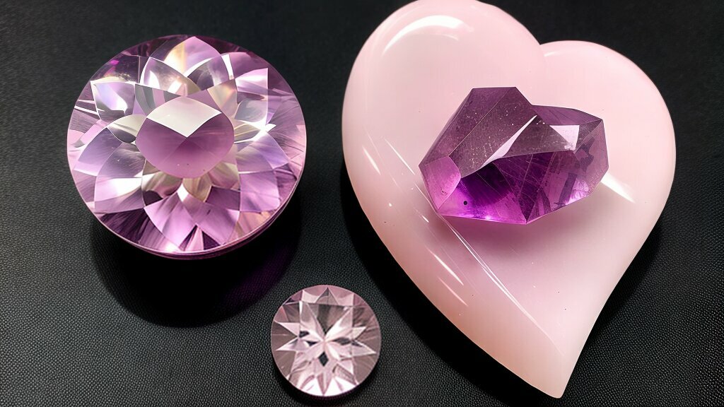 amethyst and rose quartz crystals